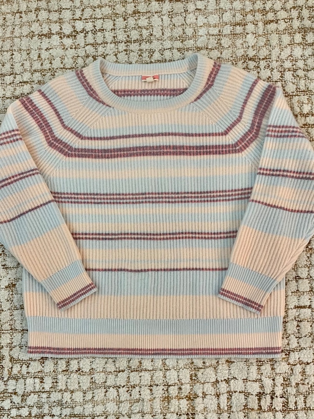J. Crew Cashmere Sweater Pastel Stripes Women’s Medium